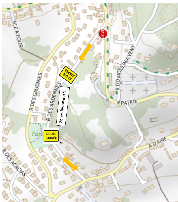 Plan travaux d'élagage rue des Ardennes du 11 au 14.02.2026