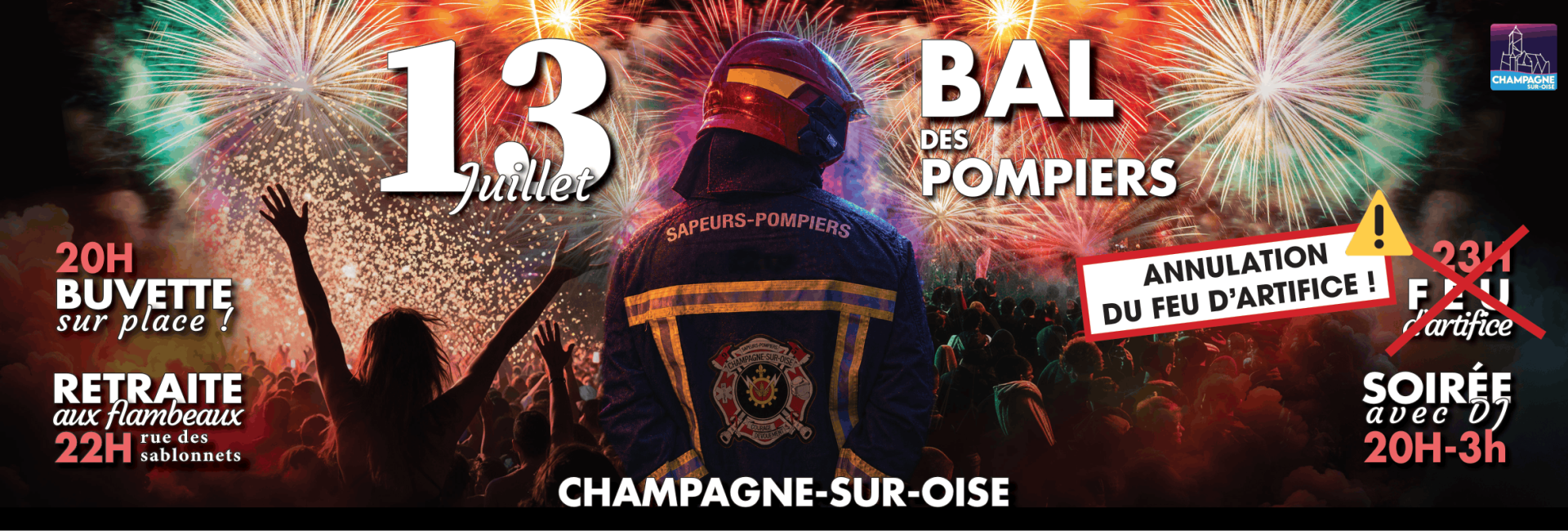 13 juillet 2026 : Bal des pompiers par l'Amicale des Pompiers de Champagne-sur-Oise