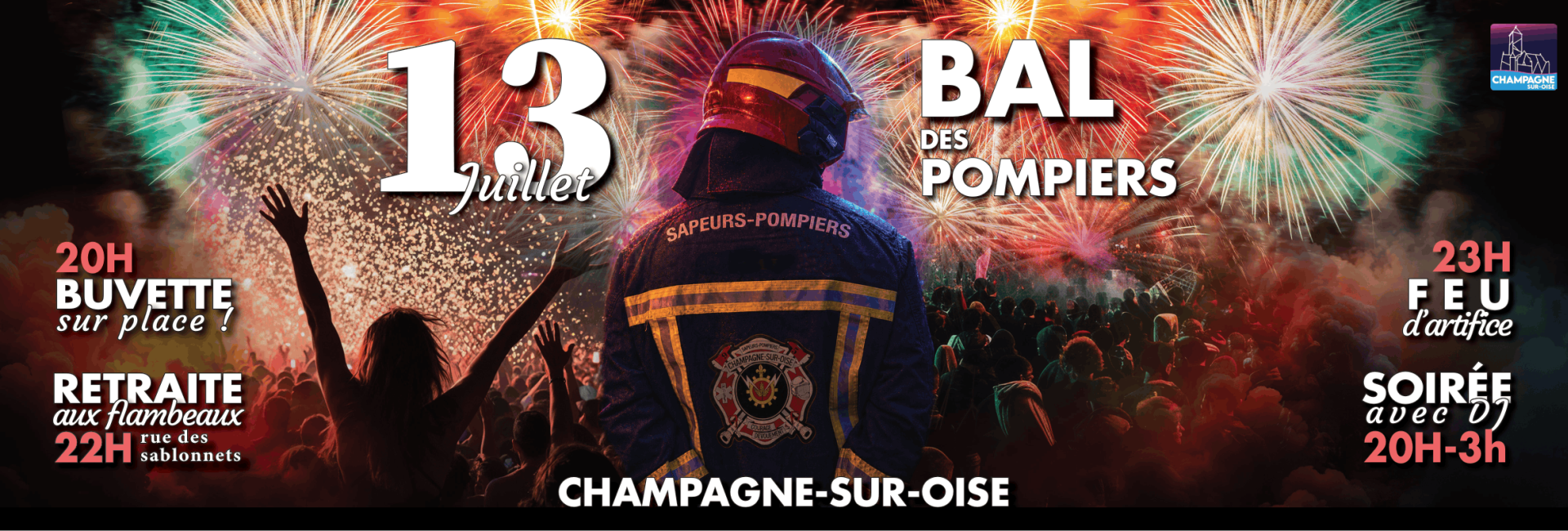 13 juillet 2026 : Bal des pompiers par l'Amicale des Pompiers de Champagne-sur-Oise