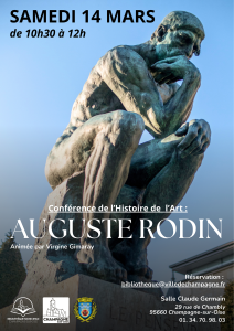 Conférence d'histoire de l'art Auguste Rodin - 14.03.2026