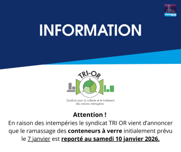Report des collectes verres TRI OR - 10.10.2026