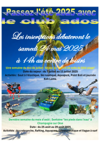 Inscriptions vacances été 2025 - Club Ados
