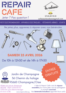 Repair Café La Cabane - 25.04.2026